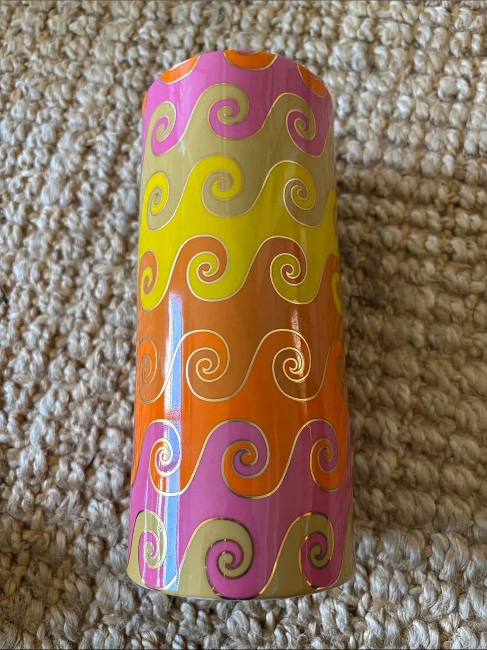 Jonathan Adler Vibrant Large Pink Orange Carnaby Waves Vase